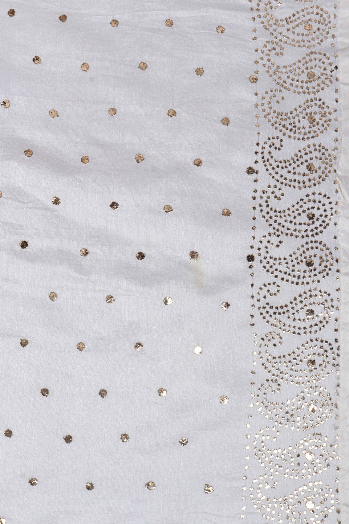 Ada Hand Embroidered Cream Chanderi Lucknowi Chikankari Semi-Stitched Anarkali Kurta Dupatta Set With Muqaish Work 01A162494