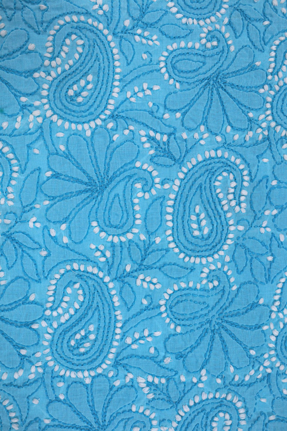 Ada Hand Embroidered Sky Blue Cotton Lucknowi Chikankari Unstitched Suit Piece 01A227033