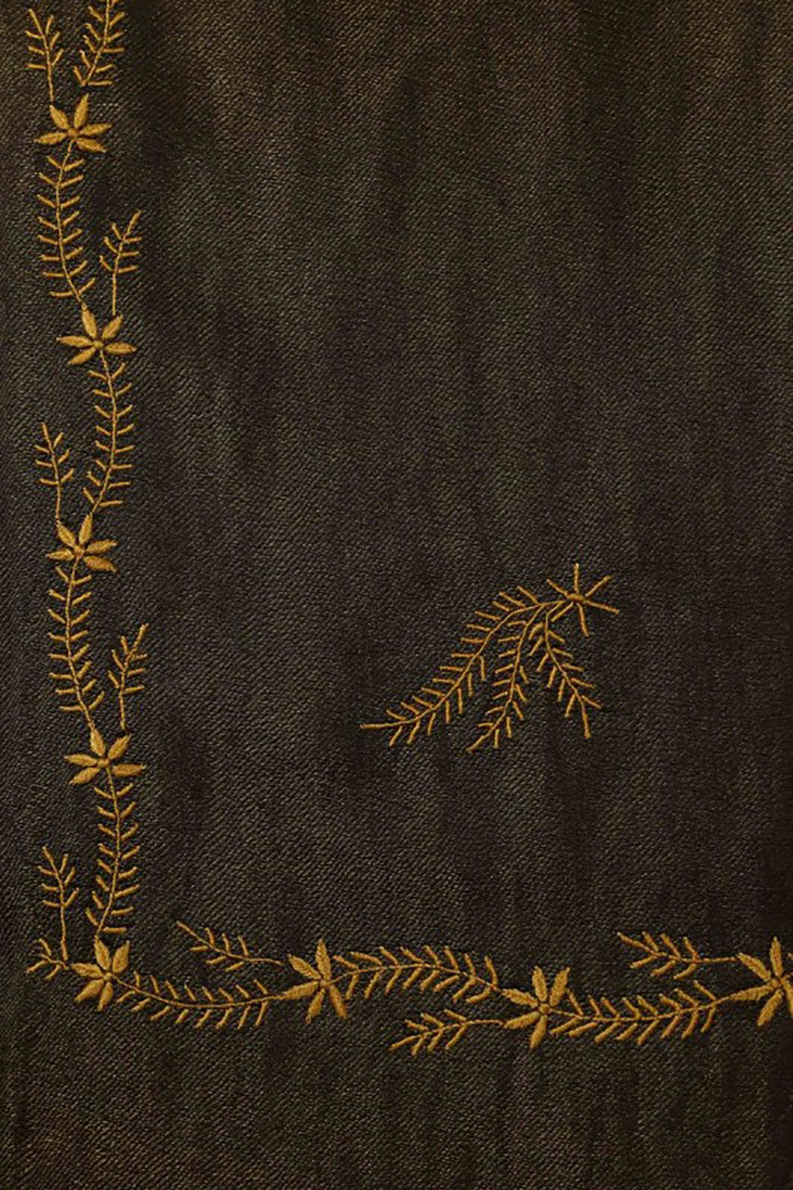 Ada Hand Embroidered Golden Black Pashmina Lucknowi Chikankari Woolen Stole A244508