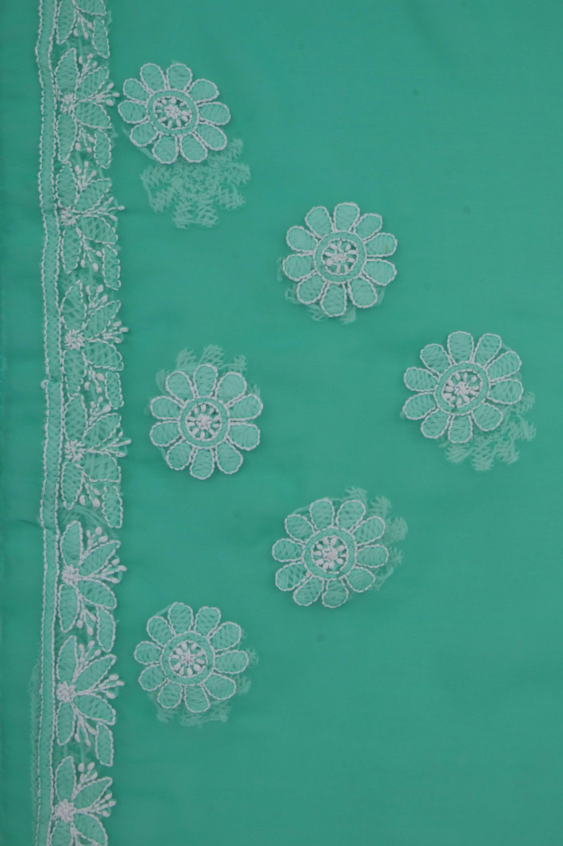 Ada Hand Embroidered Light Green Georgette Lucknowi Chikankari Saree With Blouse A569542