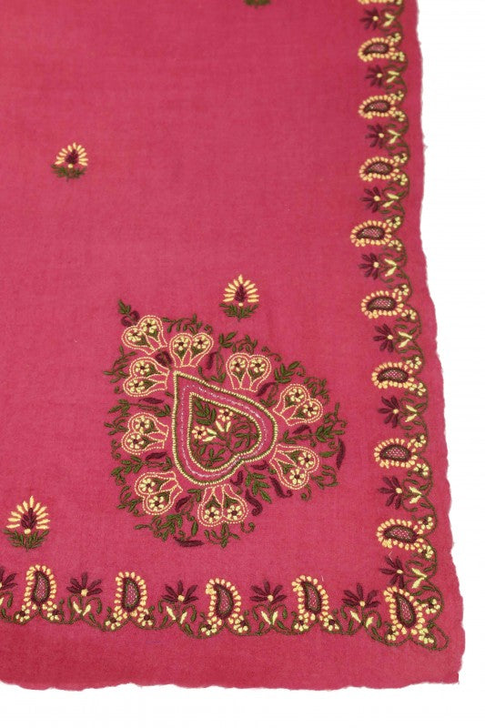 Ada Hand Embroidered Pink Lucknow Chikankari Woolen Stole A222675