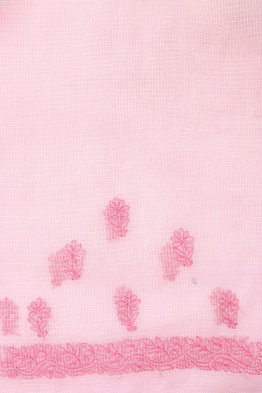 Ada Hand Embroidered Pink Kota Lucknowi Chikankari Saree With Blouse A607019