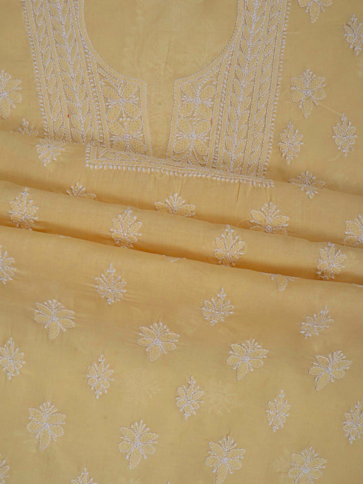 Ada Hand Embroidered Dark Fawn Cotton Lucknowi Chikankari Unstitched Suit Piece 01A193610