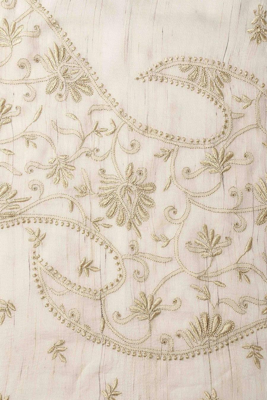 Ada Hand Embroidered Cream/Golden Khadi Silk Lucknowi Chikankari Saree With Blouse-A112451