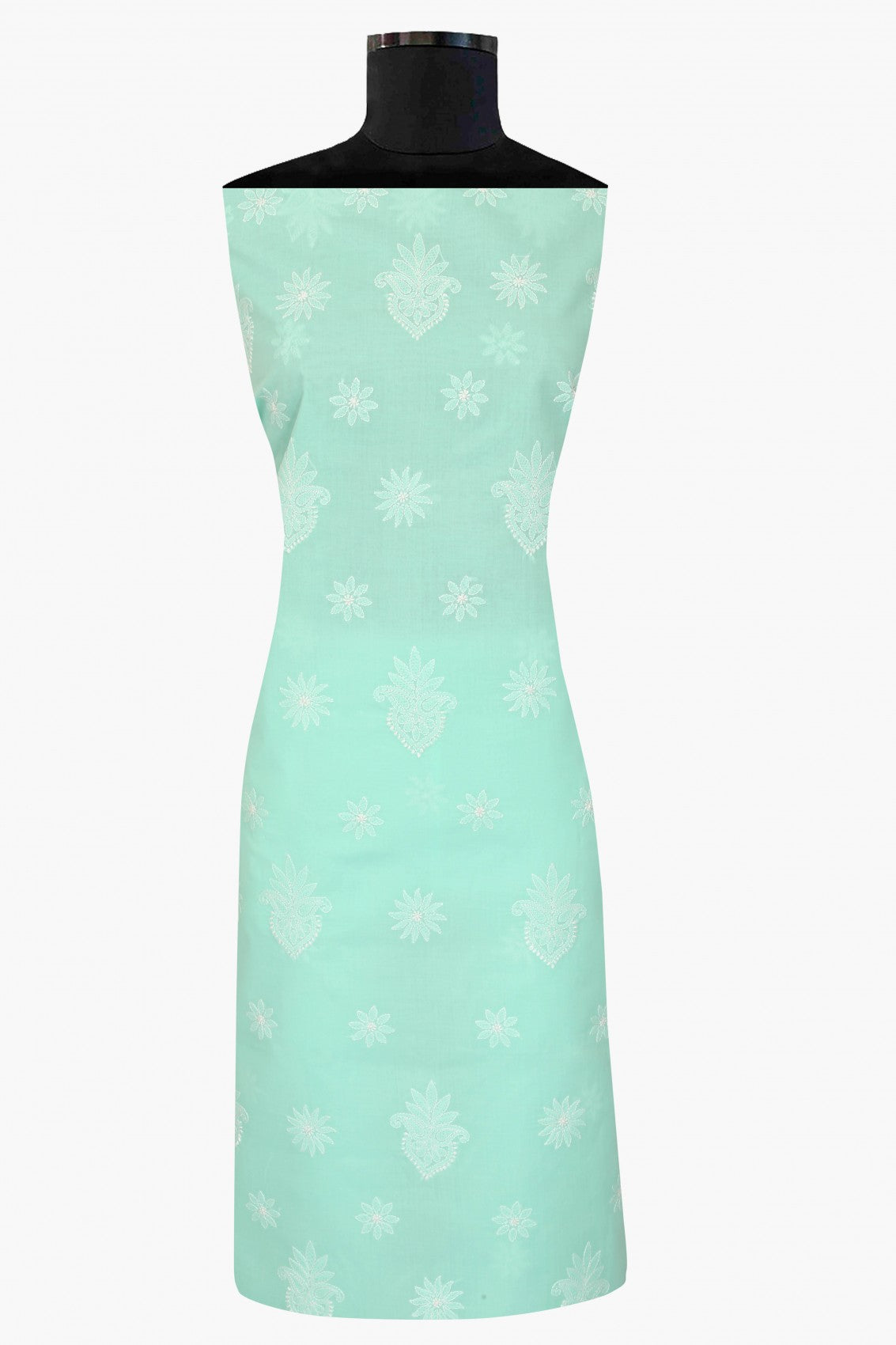 Ada Hand Embroidered Sea Green Cotton Lucknowi Chikankari Unstitched Suit Piece A211199
