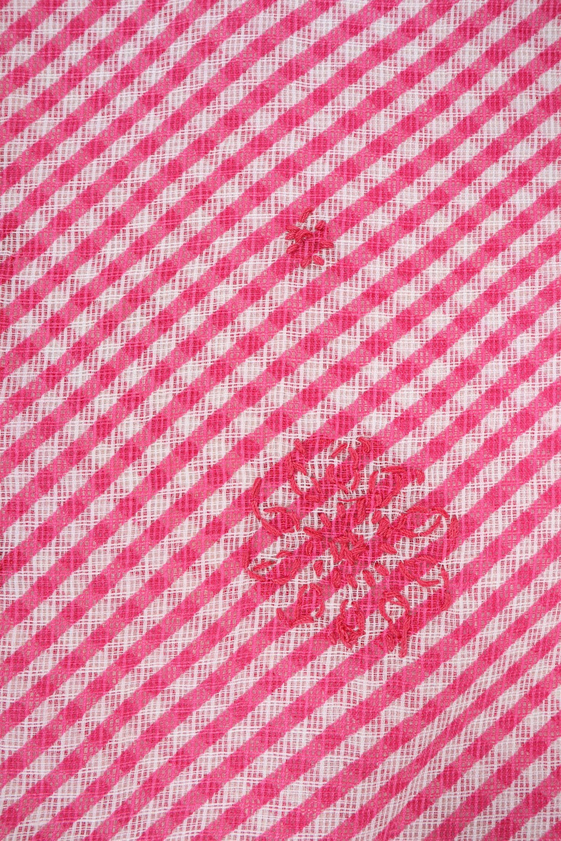 Ada Hand Embroidered Carrot Pink Kota Lucknow Chikan Saree With Blouse A311353
