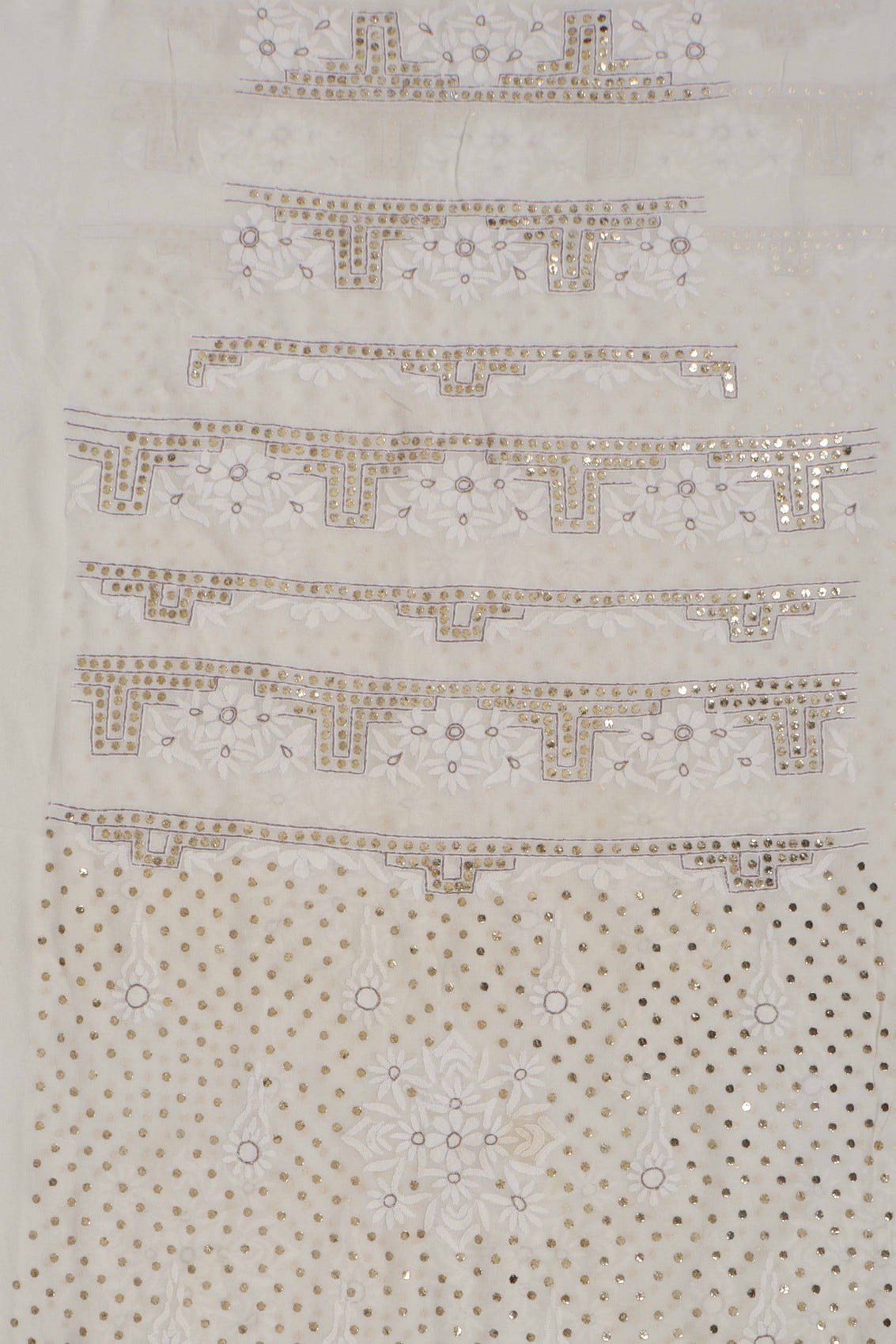 Ada Hand Embroidered Off White Pure Georgette Lucknowi Chikankari Unstitched Kurta Dupatta Set With Muqaish Work A414394