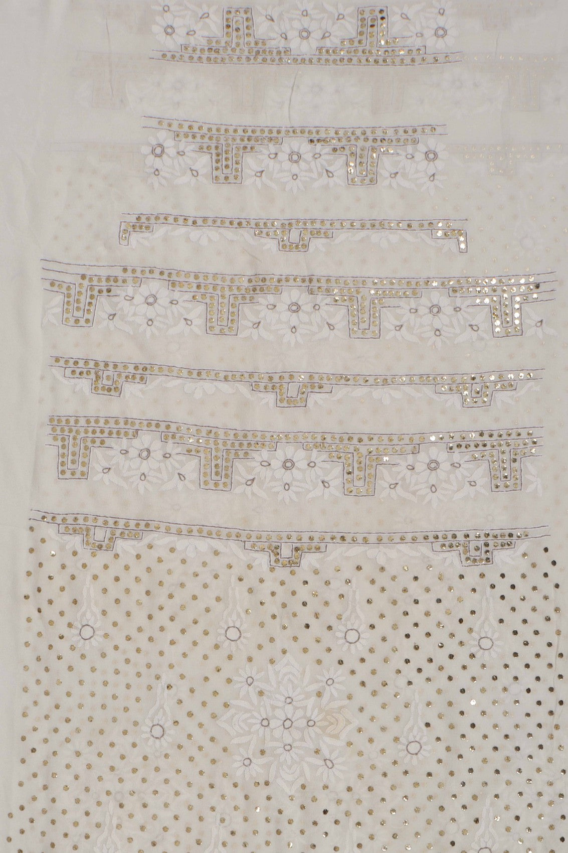 Ada Hand Embroidered Off White Pure Georgette Lucknowi Chikankari Unstitched Kurta Dupatta Set With Muqaish Work A414394
