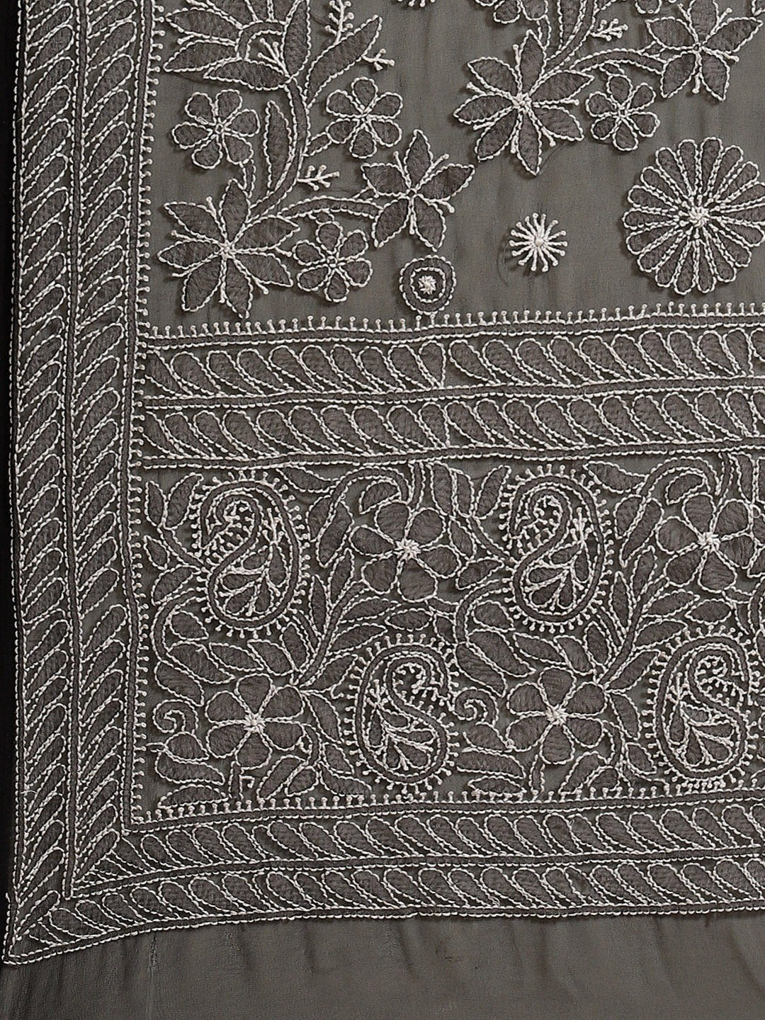 Ada Hand Embroidered Black Georgette Lucknowi Chikankari Saree with Blouse A311338
