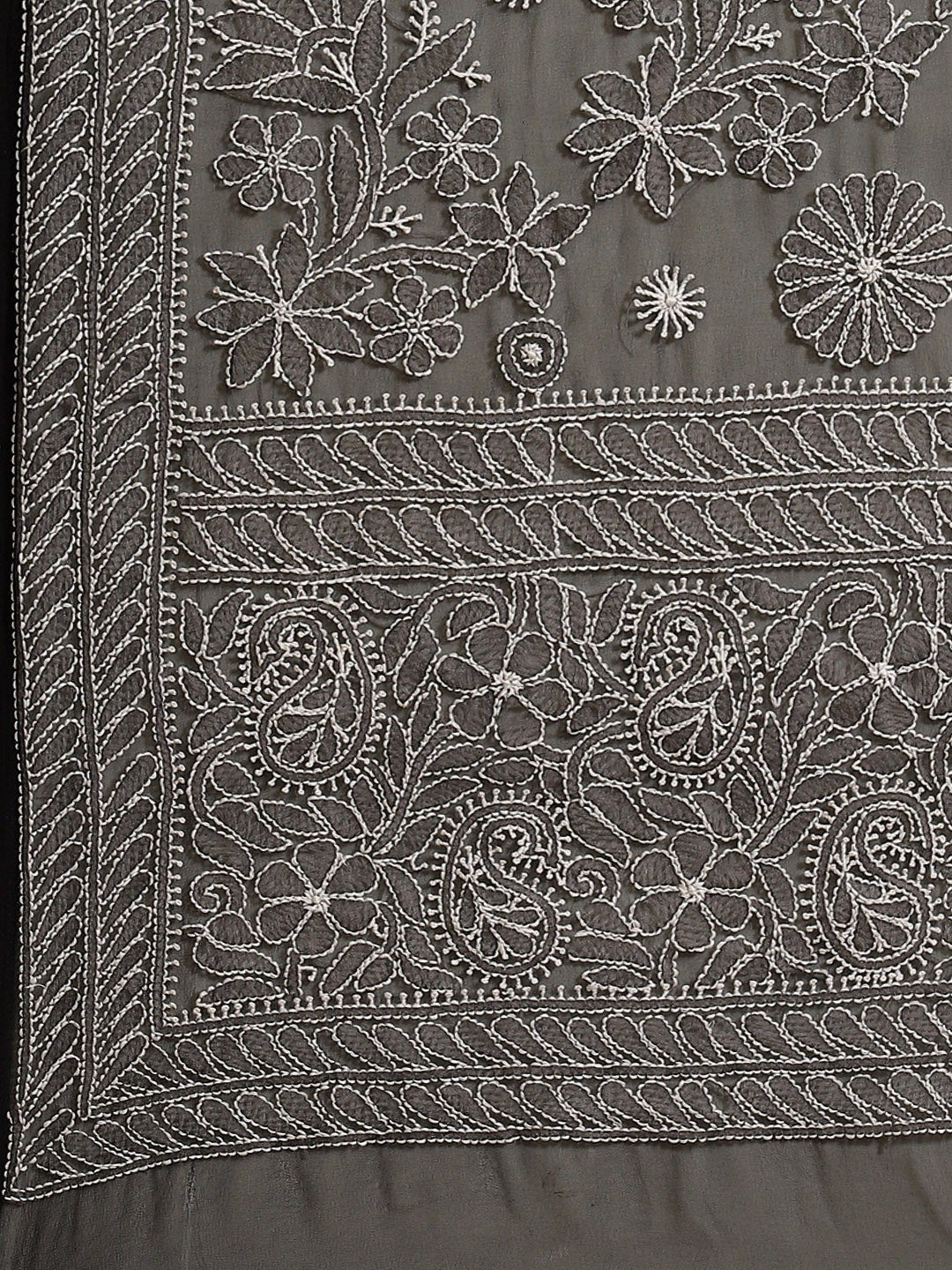 Ada Hand Embroidered Black Georgette Lucknowi Chikankari Saree with Blouse A311338