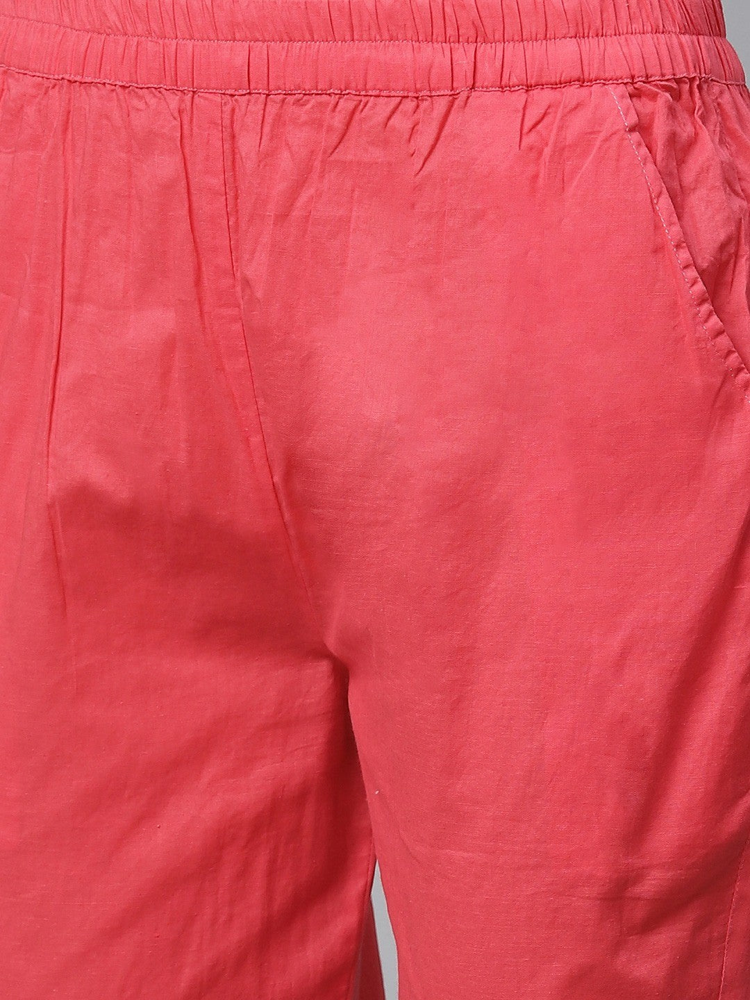 Ada Hand Embroidered Carrot Pink Cotton Lucknowi Chikankari Straight Kurta With Trouser Set A811132