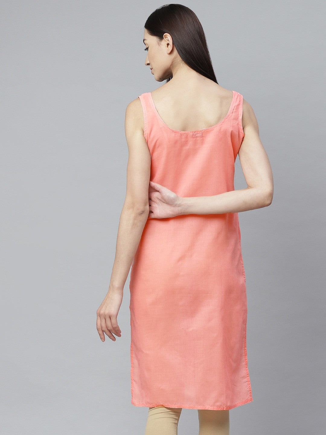 Ada White and Peach Cotton Long Slips Combo of 2  A294929.