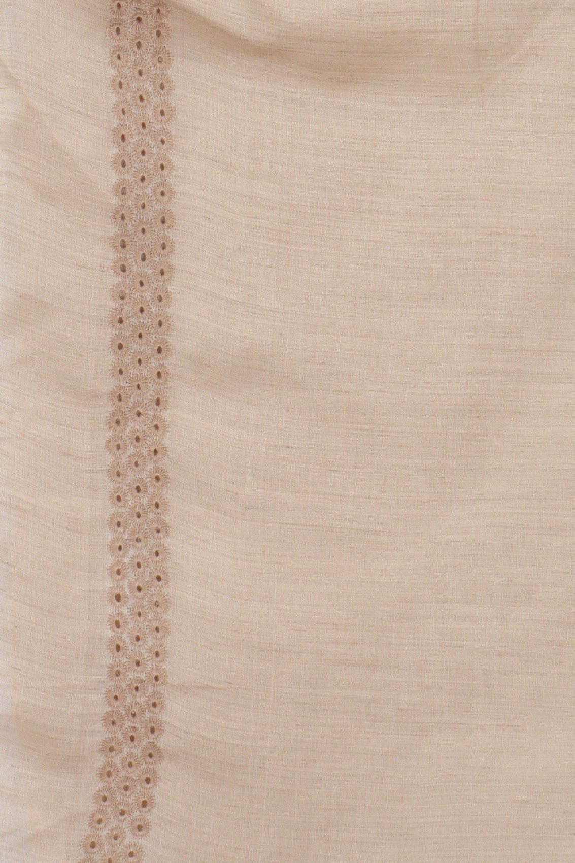 Ada Hand Embroidered Natural Fawn Silk Lucknowi Chikankari Men's Kurta Piece 01A215562