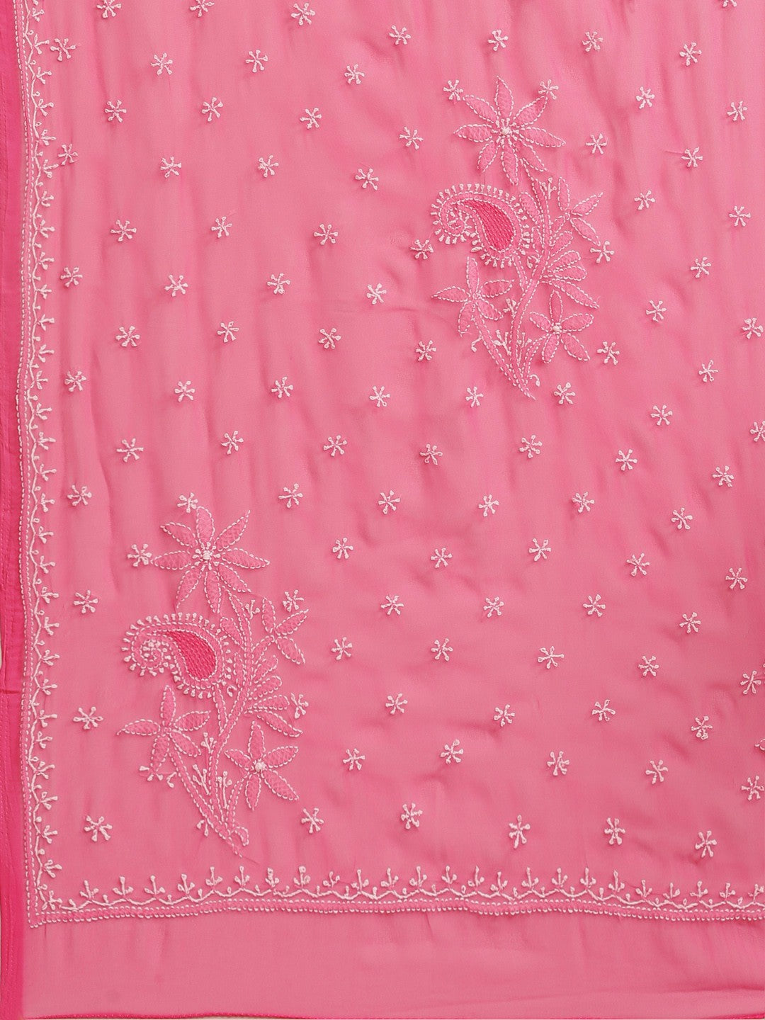 Ada Hand Embroidered Pink Georgette Lucknowi Chikankari Saree With Blouse A84006