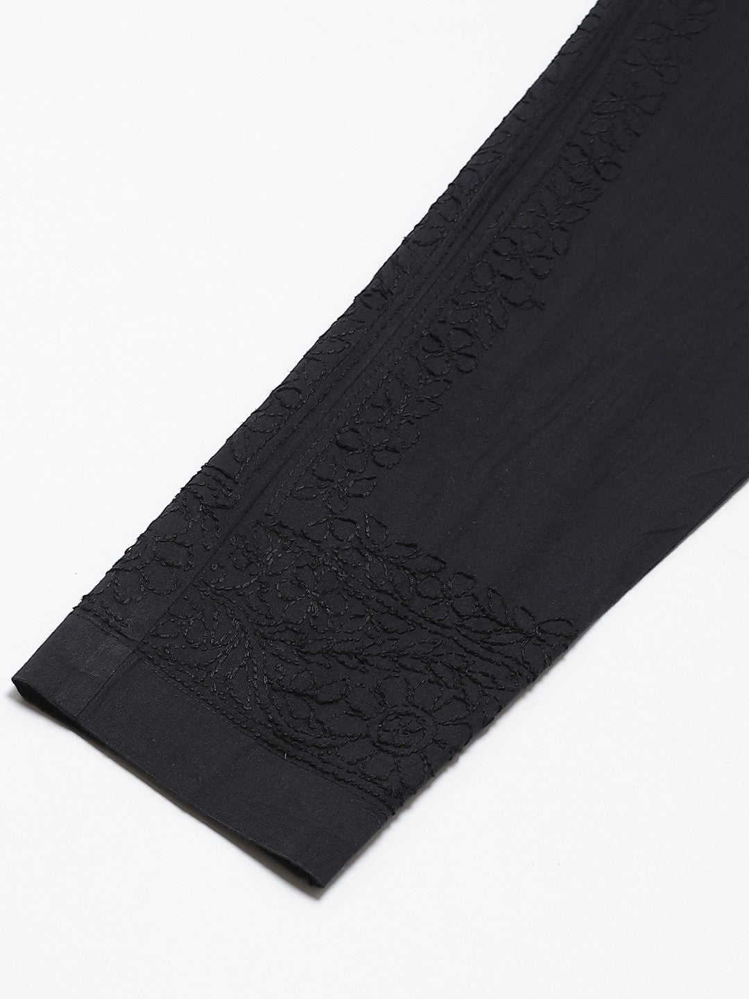 Ada Hand Embroidered Black Cotton Lucknowi Chikankari Trouser A215068