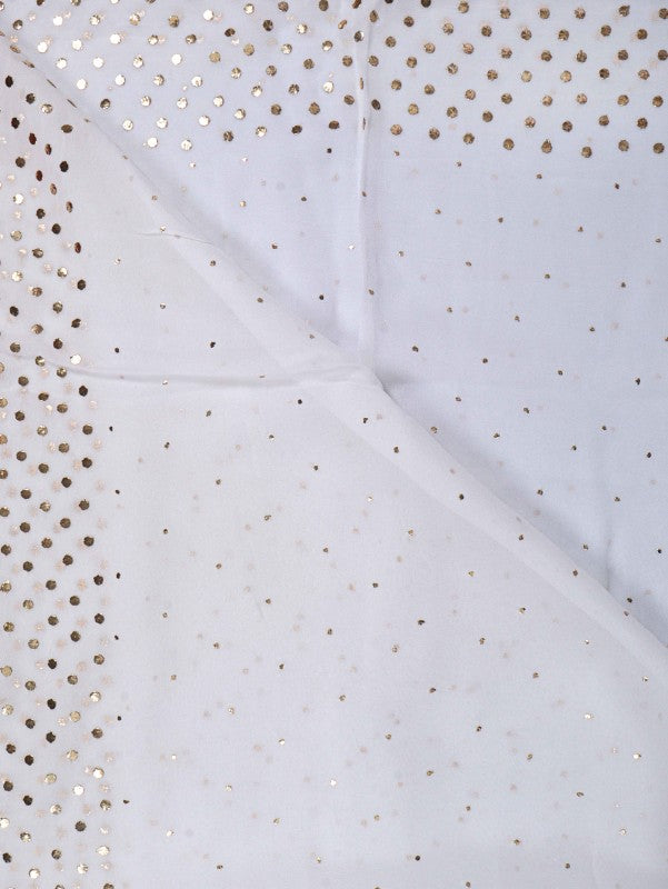 Ada Hand Embroidered Off White Georgette Lucknowi Chikankari Dupatta with Muqaish Work A577188