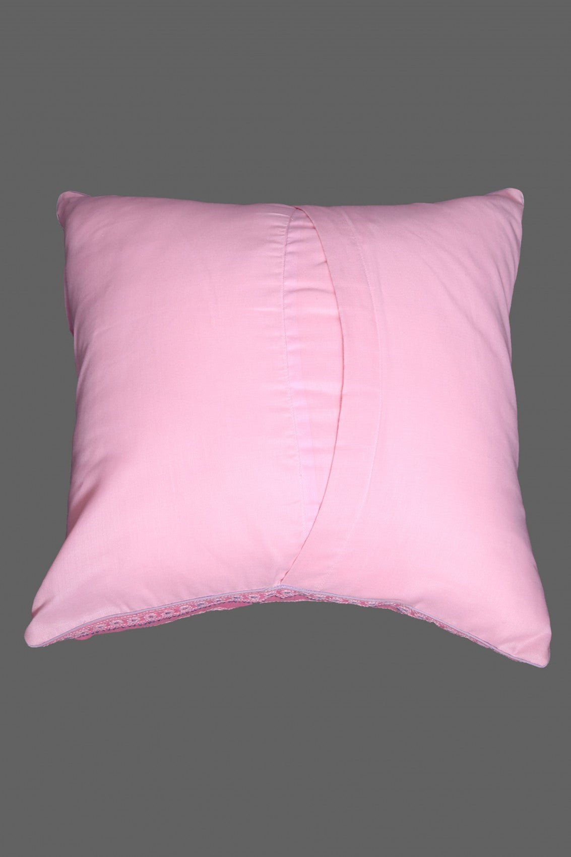 Ada Hand Embroidered Pink Cotton Lucknowi Chikankari Cushion Cover A563348