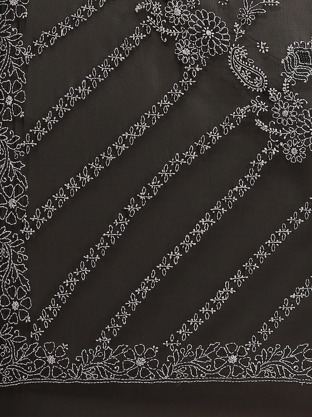 Ada Hand Embroidered Black Georgette Lucknow Chikan Saree With Blouse A130251
