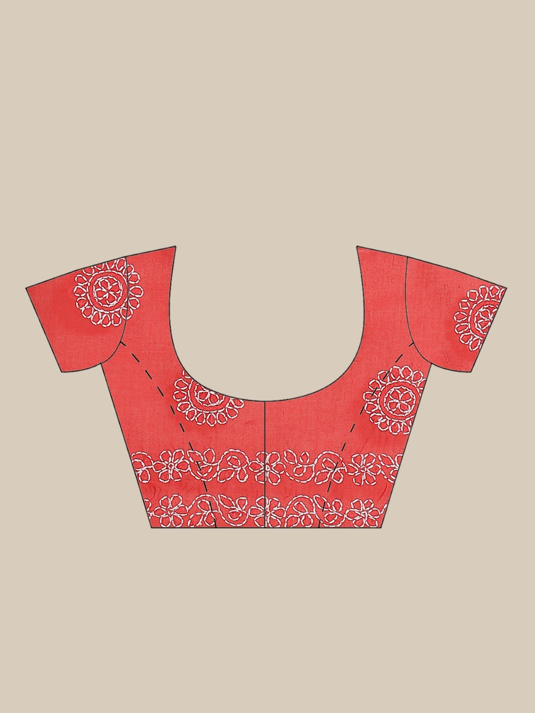Ada Hand Embroidered Red Cotton Lucknow Chikan Saree With Blouse A311164
