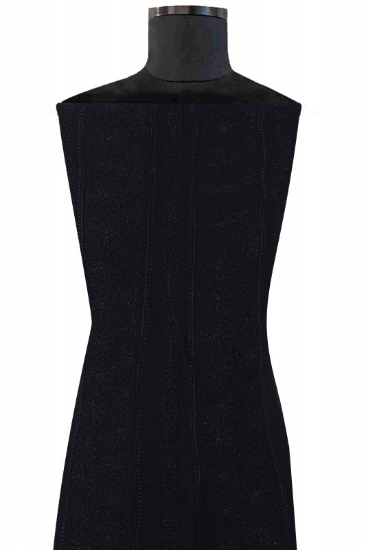 Ada Hand Embroidered Black Georgette Lucknowi Chikan Semi-Stitched Anarkali Kurta Dupatta Set A517238