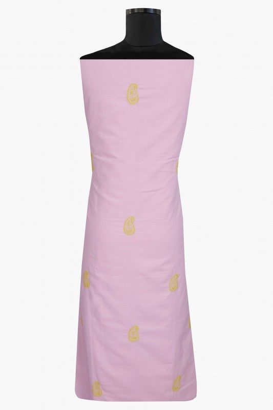 Ada Hand Embroidered Pink Cotton Lucknowi Chikankari Unstitched Kurta Piece - A198478