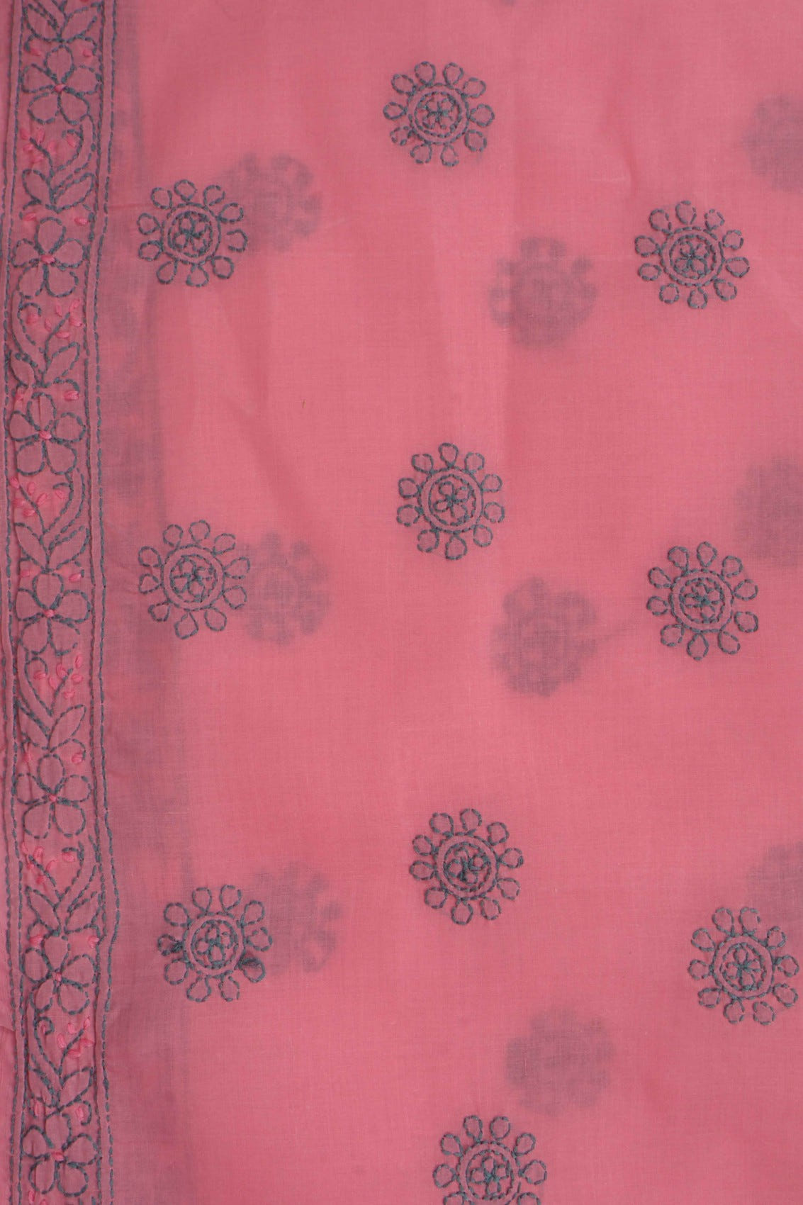 Ada Hand Embroidered Peach Cotton Lucknowi Chikankari Unstitched Suit Piece 01A275159