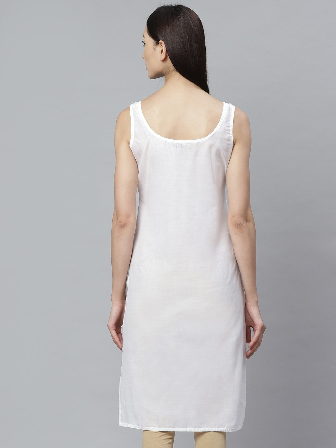 Ada Cream and White Cotton Long Slips Combo of 2 A308002.