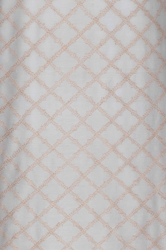 Ada Hand Embroidered Cream Chanderi Lucknowi Chikan Unstitched Kurta Piece- A422546