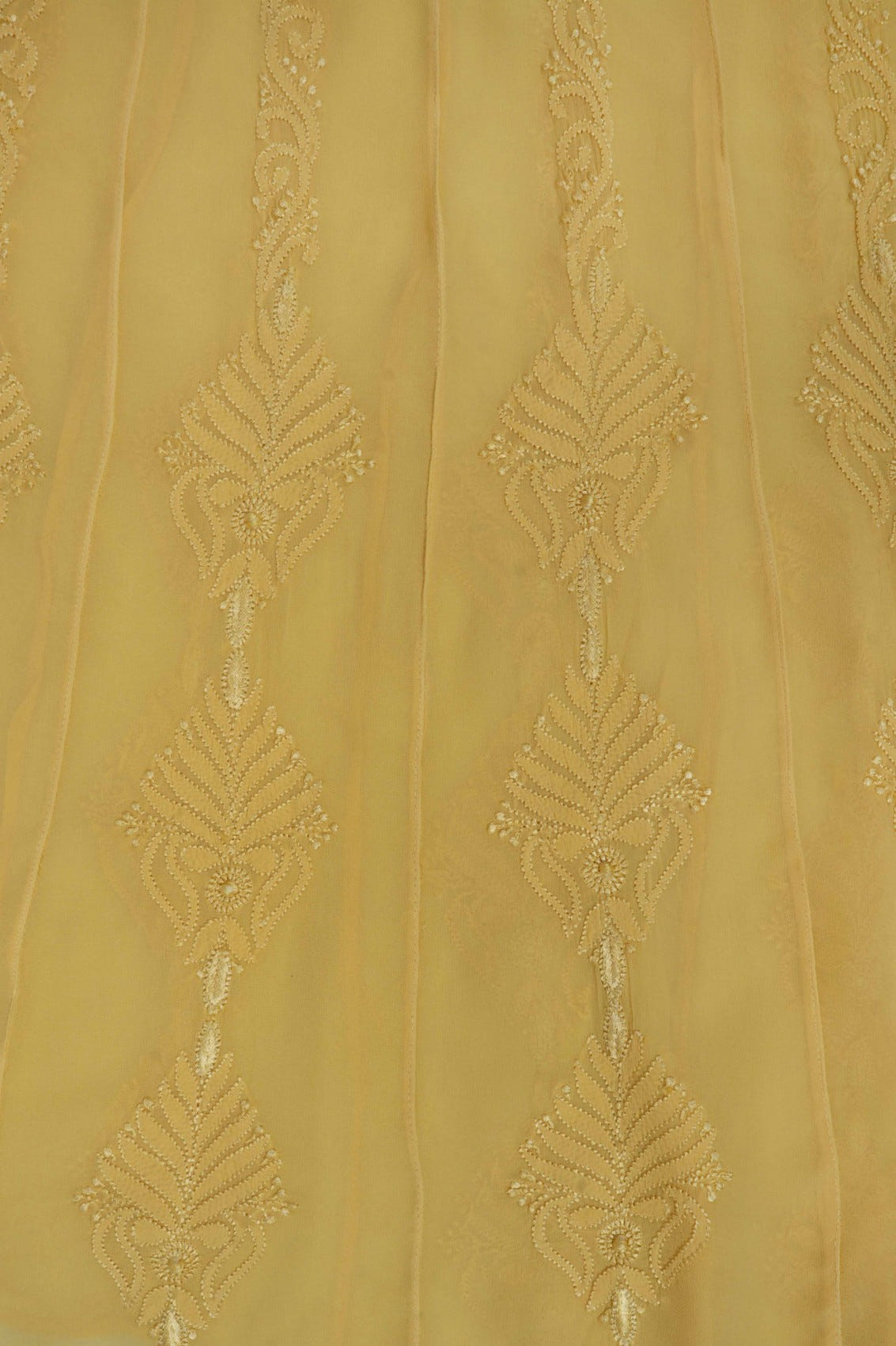 Ada Hand Embroidered Yellow Georgette Lucknowi Chikankari Semi-Stitched Anarkali Kurta Piece 01A180901