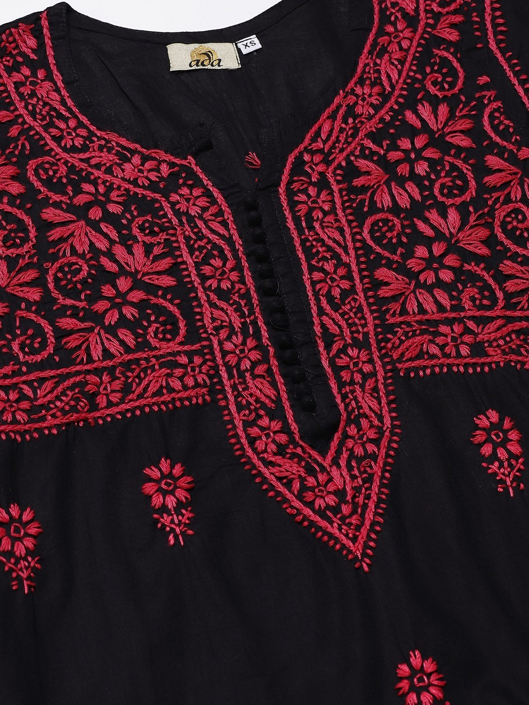 Ada Hand Embroidered Black Cotton Lucknow Chikankari Kurta with Palazzo Set A100391