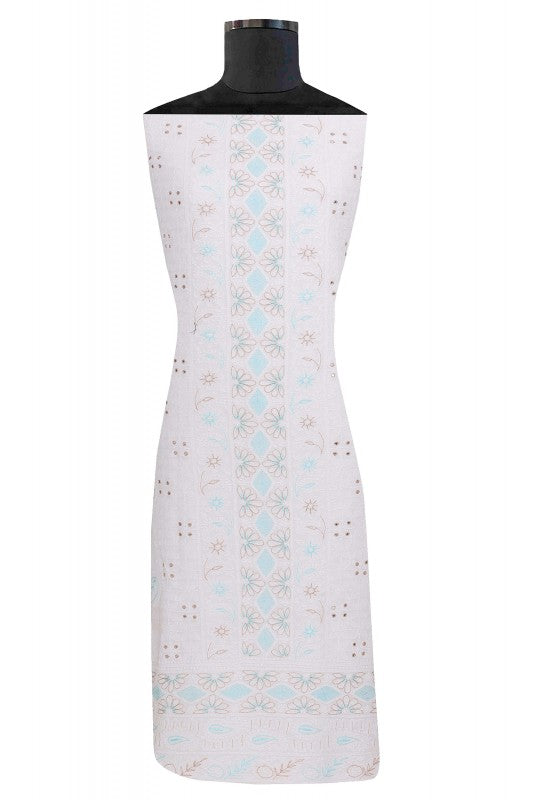 Ada Hand Embroidered White Georgette Lucknowi Chikan Unstitched Kurta Piece A511719