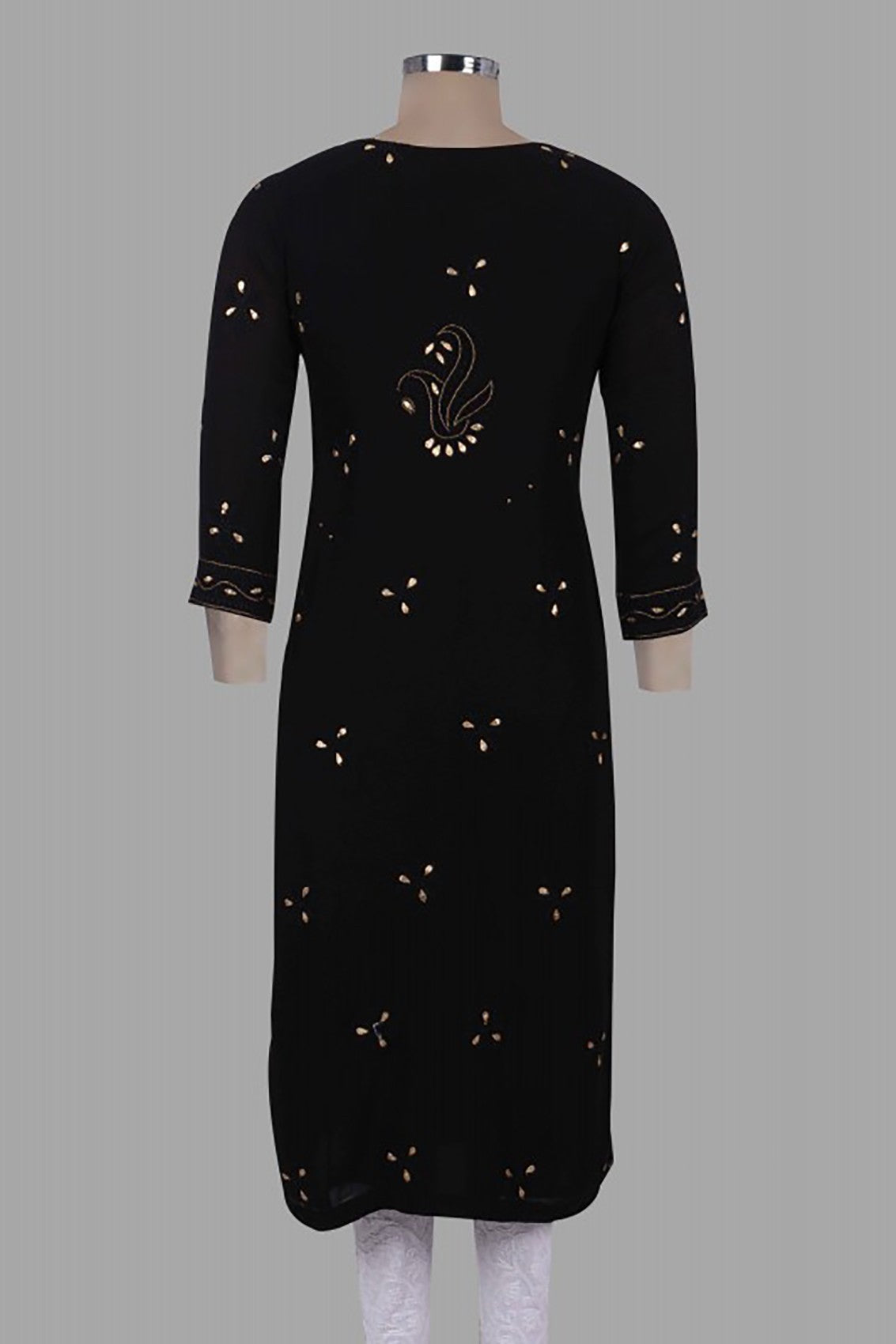 Ada Hand Embroidered Black Georegette Lucknowi Chikankari Unstitched Kurta Dupatta Set with Zari Work A607105