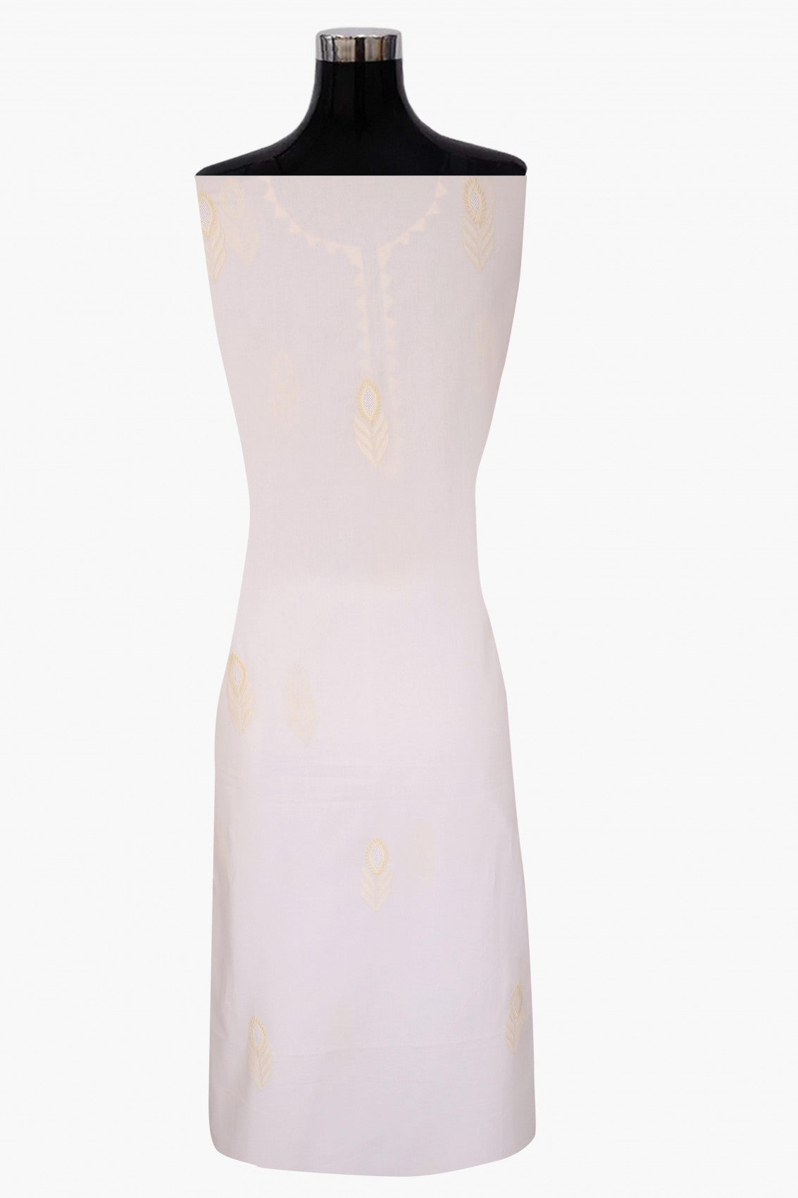 Ada Hand Embroidered White Cotton Lucknowi Chikankari Unstitched Kurta Dupatta Set A251255