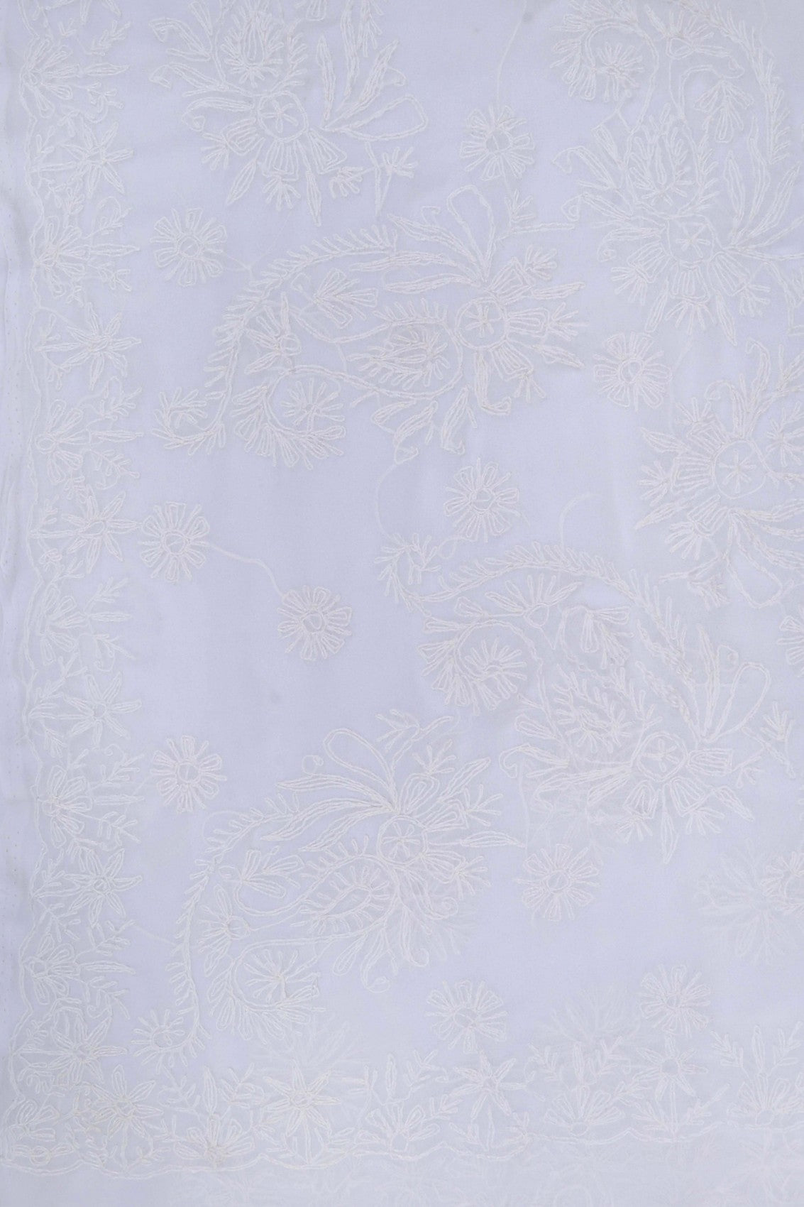 Ada Hand Embroidered White Georgette Lucknowi Chikankari Saree With Blouse A119578