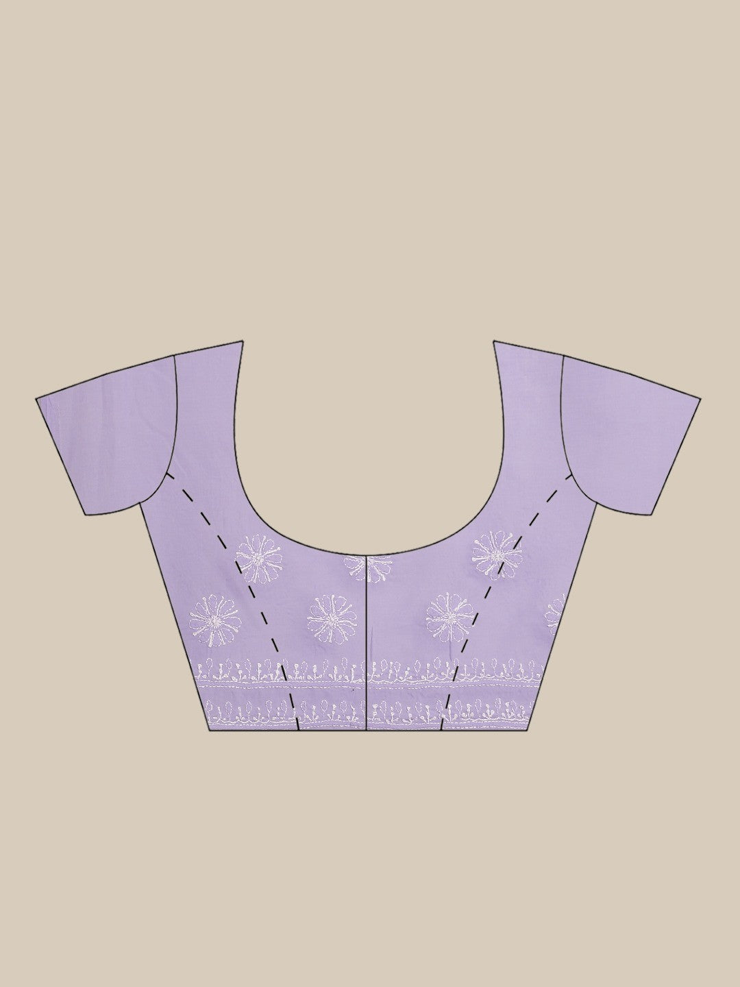Ada Hand Embroidered Lavender Cotton Lucknow Chikan Saree With Blouse-A311249