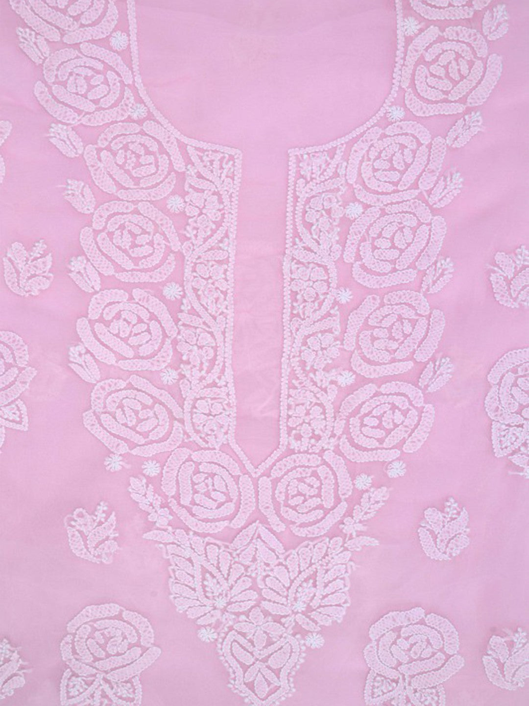 Ada Hand Embroidered Baby Pink Georgette Lucknowi Chikan Unstitched Suit Piece A211215
