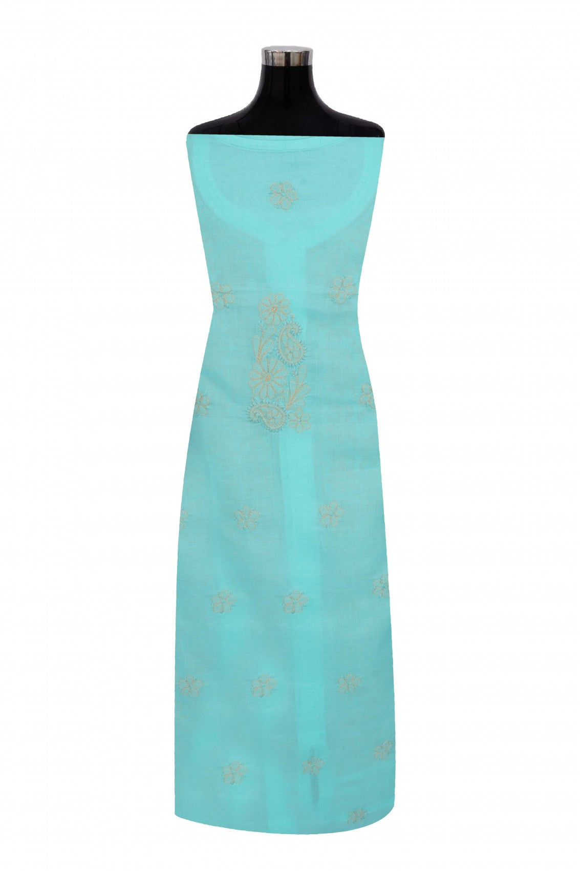 Ada Hand Embroidered Sea Green Cotton Lucknowi Chikankari Unstitched Suit Piece 01A193485