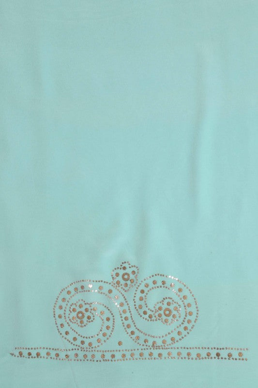 Ada Hand Embroidered Sea Green Crepe Lucknowi Chikan Unstitched Suit Piece With Muqaish Work-A134006