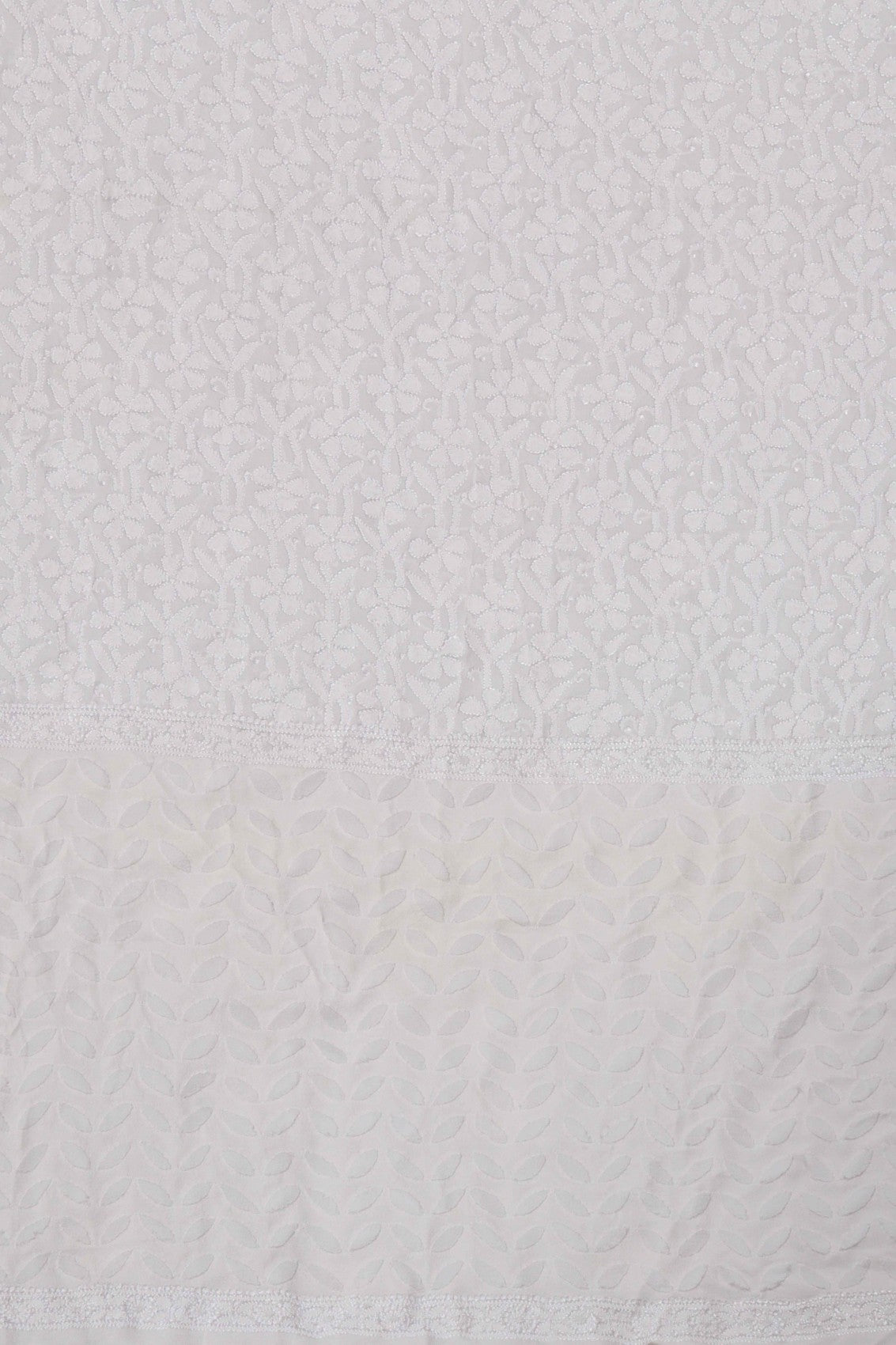Ada Hand Embroidered White Pure Georgette Lucknowi Chikankari Unstitched Kurta Piece A148142
