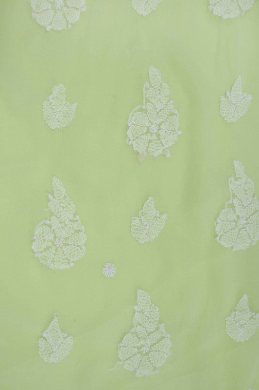 Ada Hand Embroidered Lemon Georgette Lucknowi Chikankari Unstitched Suit Piece 01A169419