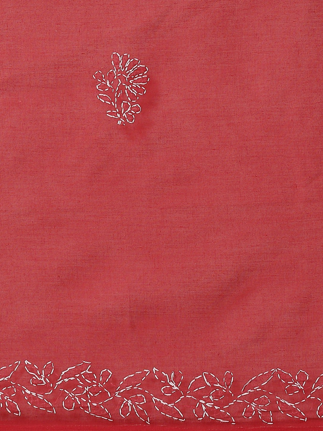 Ada Hand Embroidered Maroon Cotton Lucknow Chikan Saree With Blouse- A311131