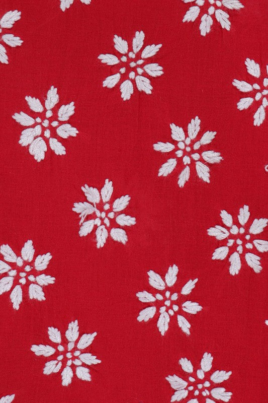 Ada Hand Embroidered Carrot Pink Cotton Lucknowi Chikankari Straight Kurti A911288