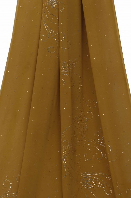 Ada Hand Embroidered Mustard Georgette Saree with Muqaish Work-A598061