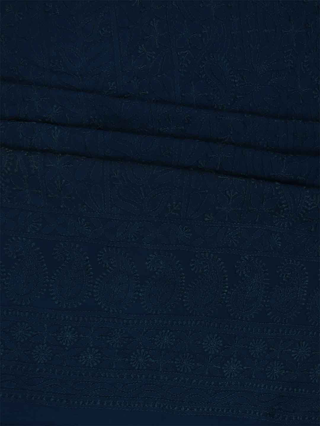 Ada Hand Embroidered Turquoise Blue Georgette Lucknowi Chikan Unstitched Kurta Piece A394935