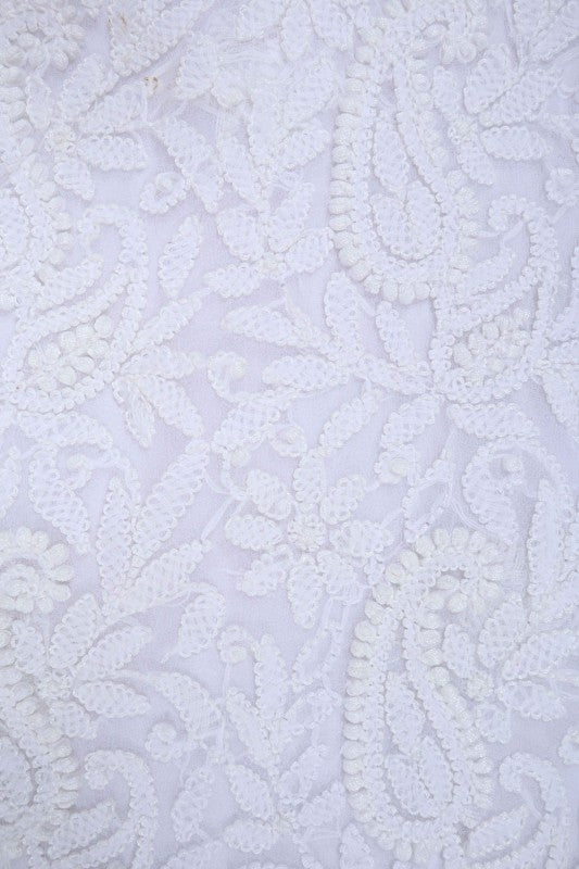 Ada Hand Embroidered White Georgette Lucknowi Chikan Unstitched Suit Piece A613267