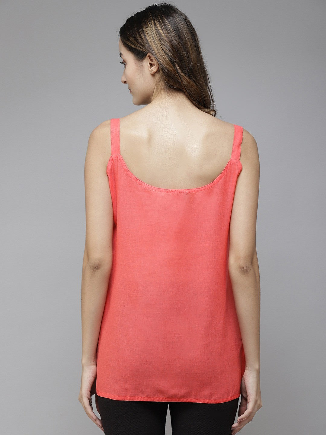 Ada White & Carrot Pink Cotton Short Slips Combo of 2 A111166.