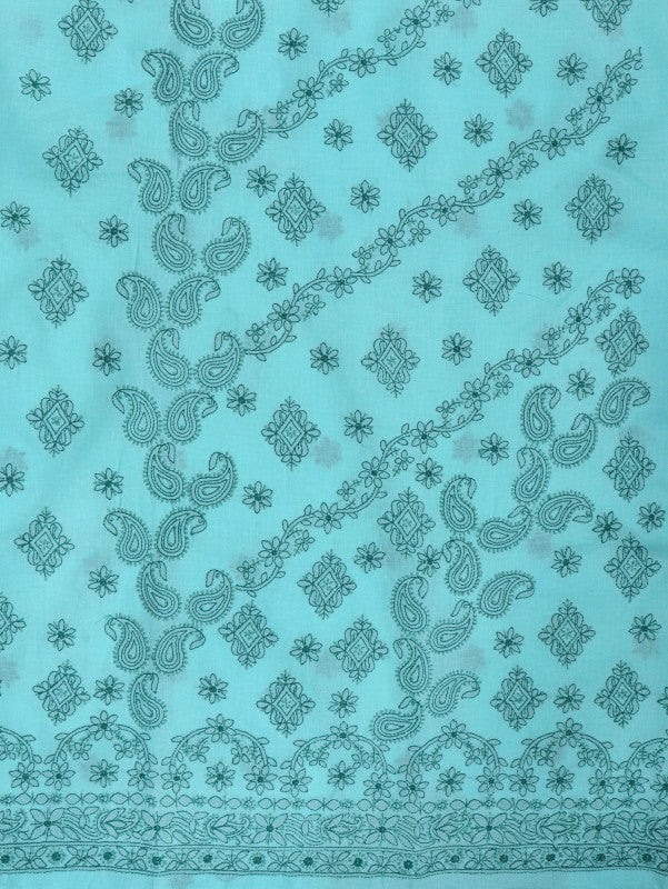 Ada Hand Embroidered Sea Green Cotton Lucknowi Chikankari Unstitched Suit Piece 01A178585