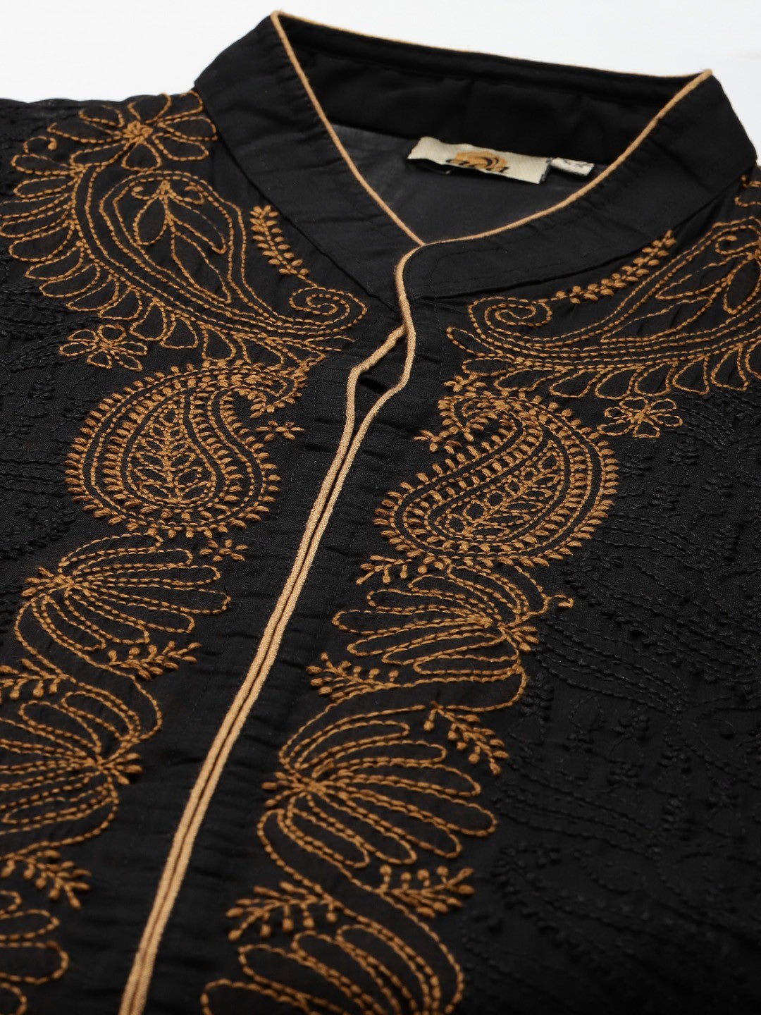 Ada Hand Embroidered Black Cotton Lucknow Chikan Kurta A230739