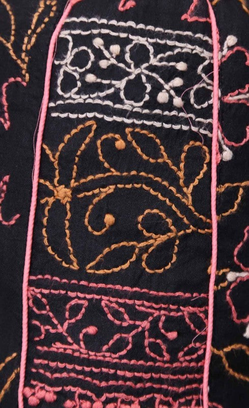 Ada Hand Embroidered Black Chanderi Lucknow Chikankari Potli A533695