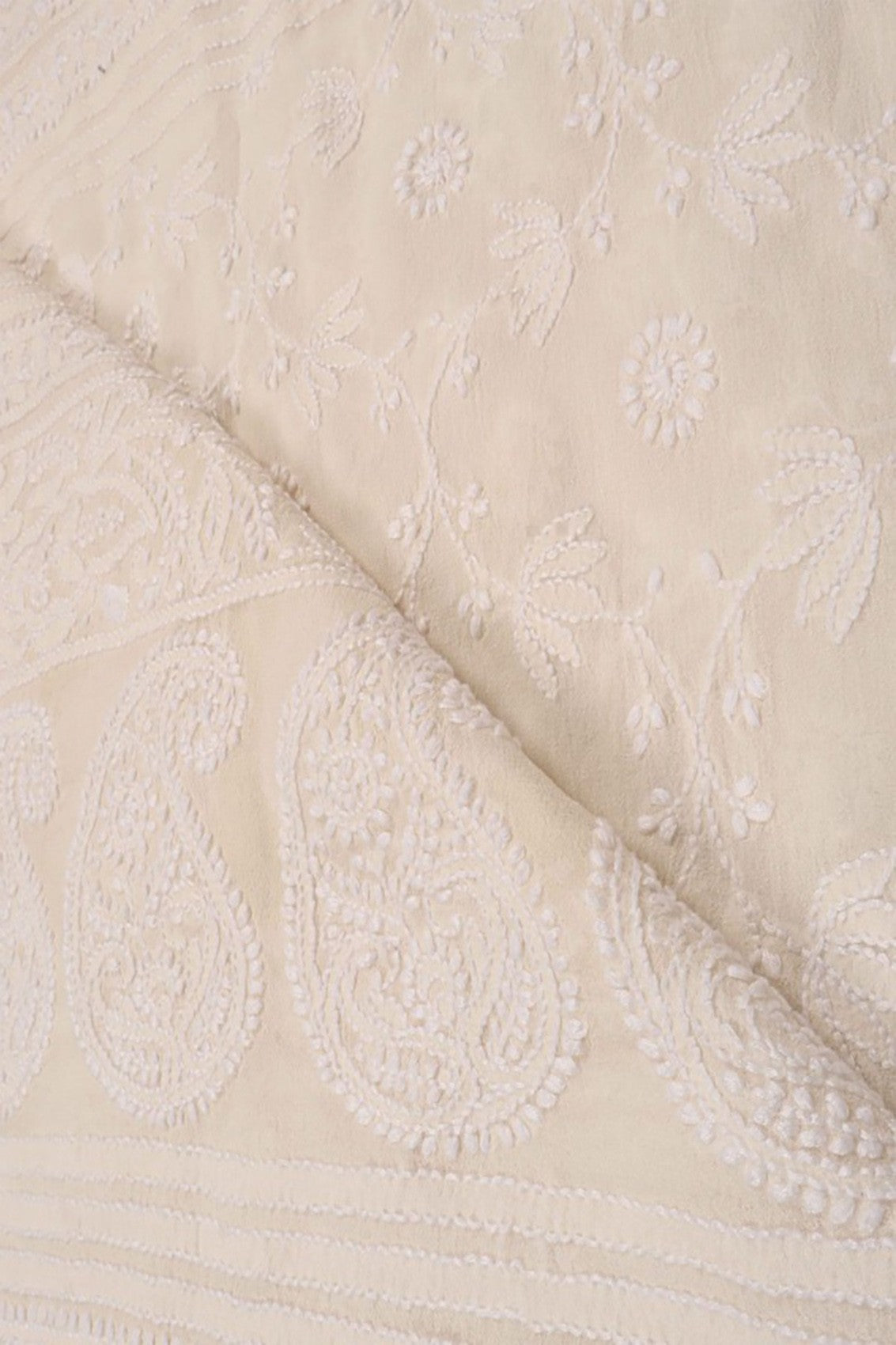 Ada Hand Embroidered Off White Pure Georgette Lucknowi Chikankari Dupatta A601210